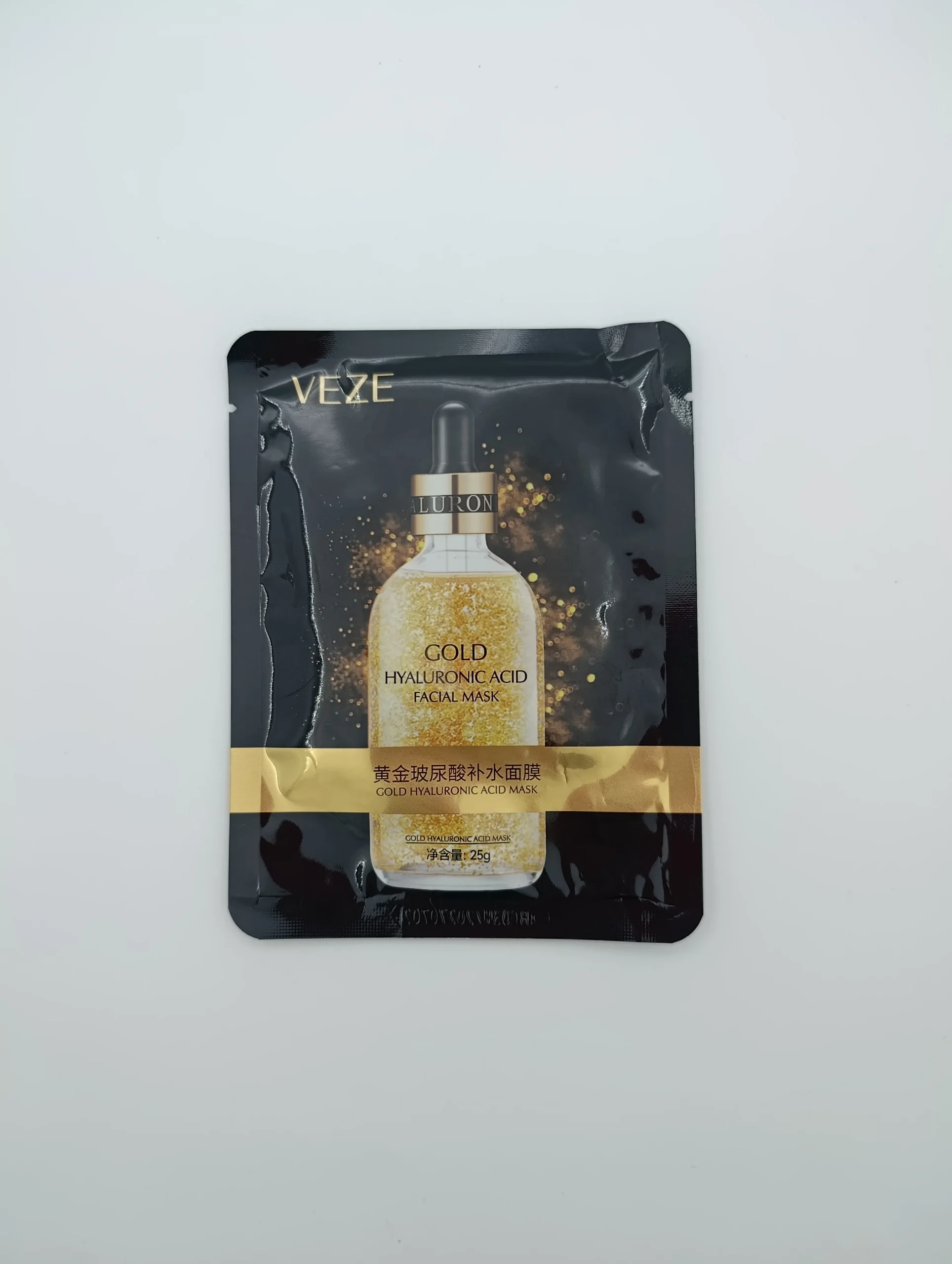 ماسک ورقهای طلا VEZE | آبرسان عمیق و روشنکننده با سرم طلا و هیالورونیک اسید