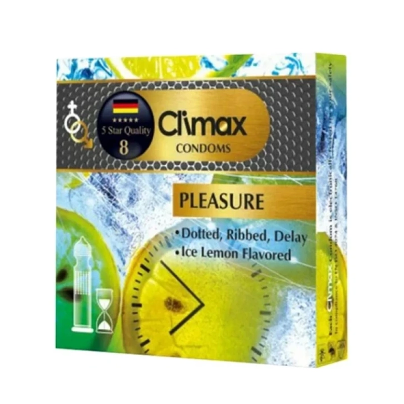 کاندوم تاخیری خاردار و شیاردار کلایمکس مدل Pleasure بسته 3 عددی