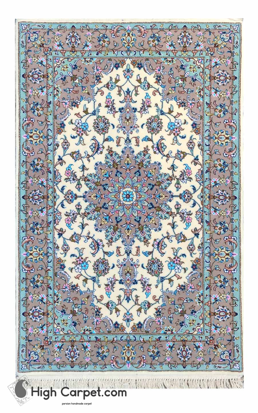فرش دستباف 1.5 متری گل ابریشم کاشان (جفت) کد70033