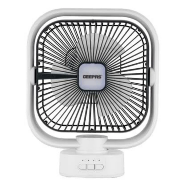 پنکه شارژی جیپاس GF21122 | پنکه رومیزی 8 اینچ با چراغ LED