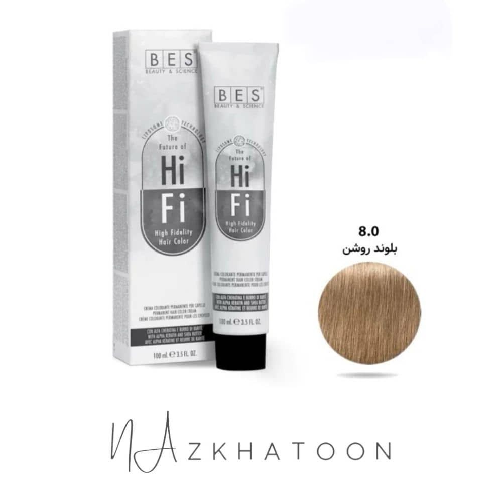 رنگ موی 100 میل بس BES سری NATURAL شماره 8/0 بلوند روشن