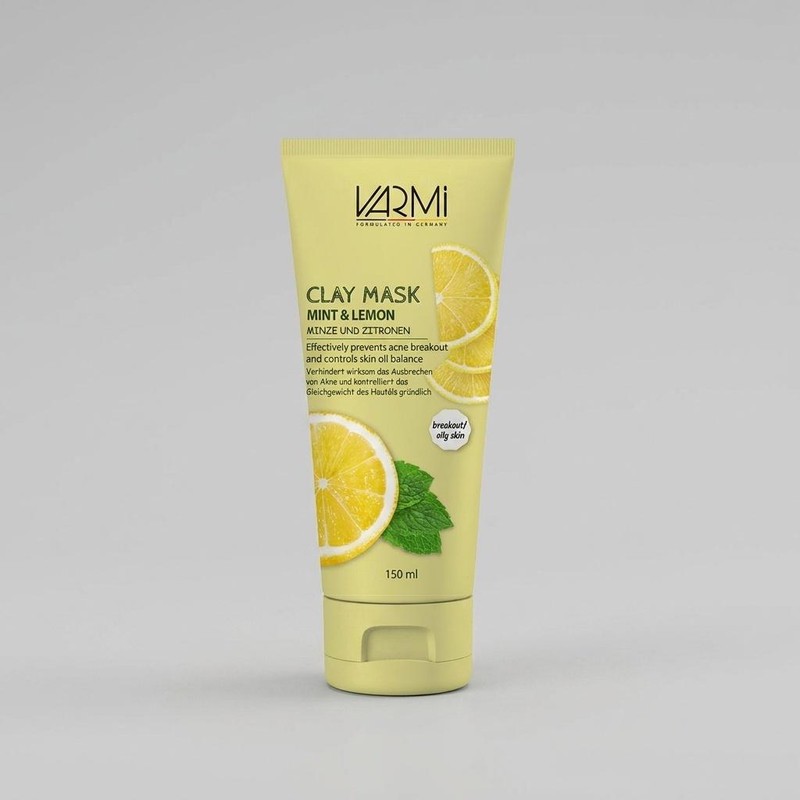 ماسک صورت خاک رسی وارمی مدل نعناع و لیمو حجم 150 میلی لیتر بدون پارابن، تنظیم کننده چربی پوست، کوچک کننده منافذ باز، ...