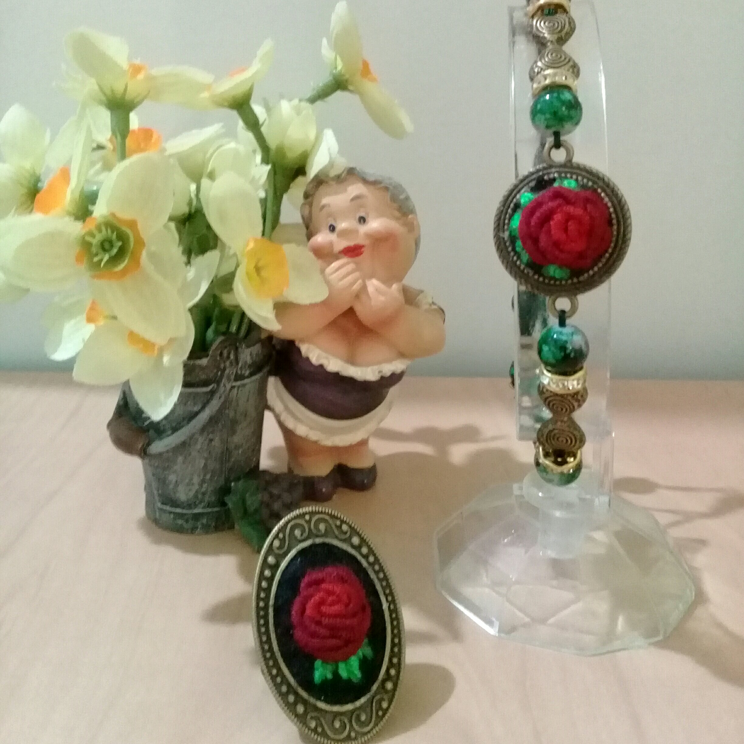 ست کامل برنزی گلدوزی شده سبزینه (ارسال رایگان)